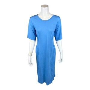 LOGO by Lori Goldstein Women's Regular Solid Seamed Knit Midi Dress Large Size